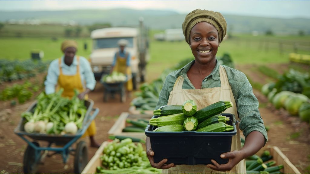 Africans harvesting crops